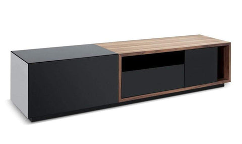 TV Stand 047 in Black High Gloss & Walnut