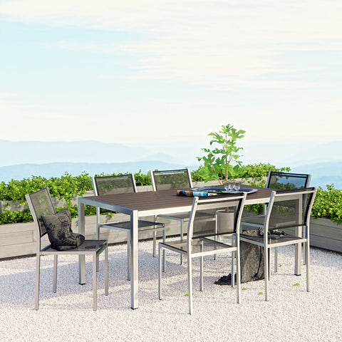 Shore 7 Piece Outdoor Patio Aluminum Dining Set