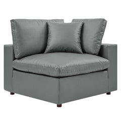 Commix Down Filled Overstuffed Vegan Leather 3-Seater Sofa