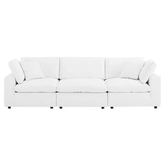 Commix Down Filled Overstuffed Vegan Leather 3-Seater Sofa