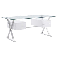 Sector 71" Glass Top Glass Office Desk