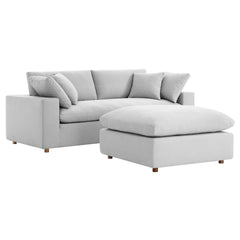 Commix Down Filled Overstuffed Sectional Sofa and Ottoman Set