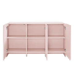 Modern Fluted 3-Door Sideboard Cabinet with Adjustable Shelves & Soft-Close Doors