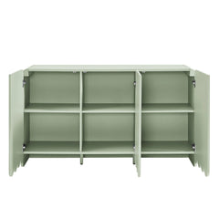 Modern Fluted 3-Door Sideboard Cabinet with Adjustable Shelves & Soft-Close Doors