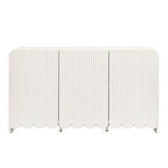 Modern Fluted 3-Door Sideboard Cabinet with Adjustable Shelves & Soft-Close Doors