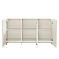 Modern Fluted 3-Door Sideboard Cabinet with Adjustable Shelves & Soft-Close Doors