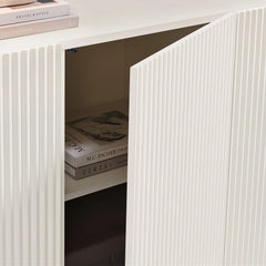 Modern Fluted 3-Door Sideboard Cabinet with Adjustable Shelves & Soft-Close Doors