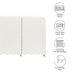 Modern Fluted 3-Door Sideboard Cabinet with Adjustable Shelves & Soft-Close Doors
