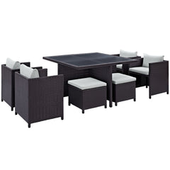 Inverse 9 Piece Outdoor Patio Dining Set