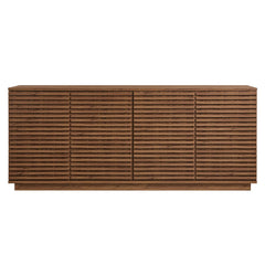 Modern Walnut Fluted 4-Door Sideboard Cabinet & TV Stand