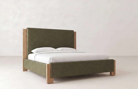 Lennon King Size Bed - Harvest Wheat & Olive Leather