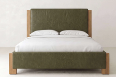 Lennon King Size Bed - Harvest Wheat & Olive Leather