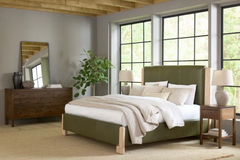 Lennon King Size Bed - Harvest Wheat & Olive Leather