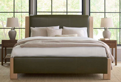 Lennon King Size Bed - Harvest Wheat & Olive Leather