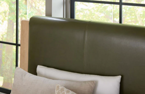 Lennon King Size Bed - Harvest Wheat & Olive Leather