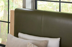 Lennon King Size Bed - Harvest Wheat & Olive Leather