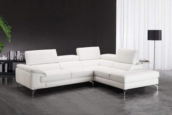 Sparta Italian Leather Sectional in White